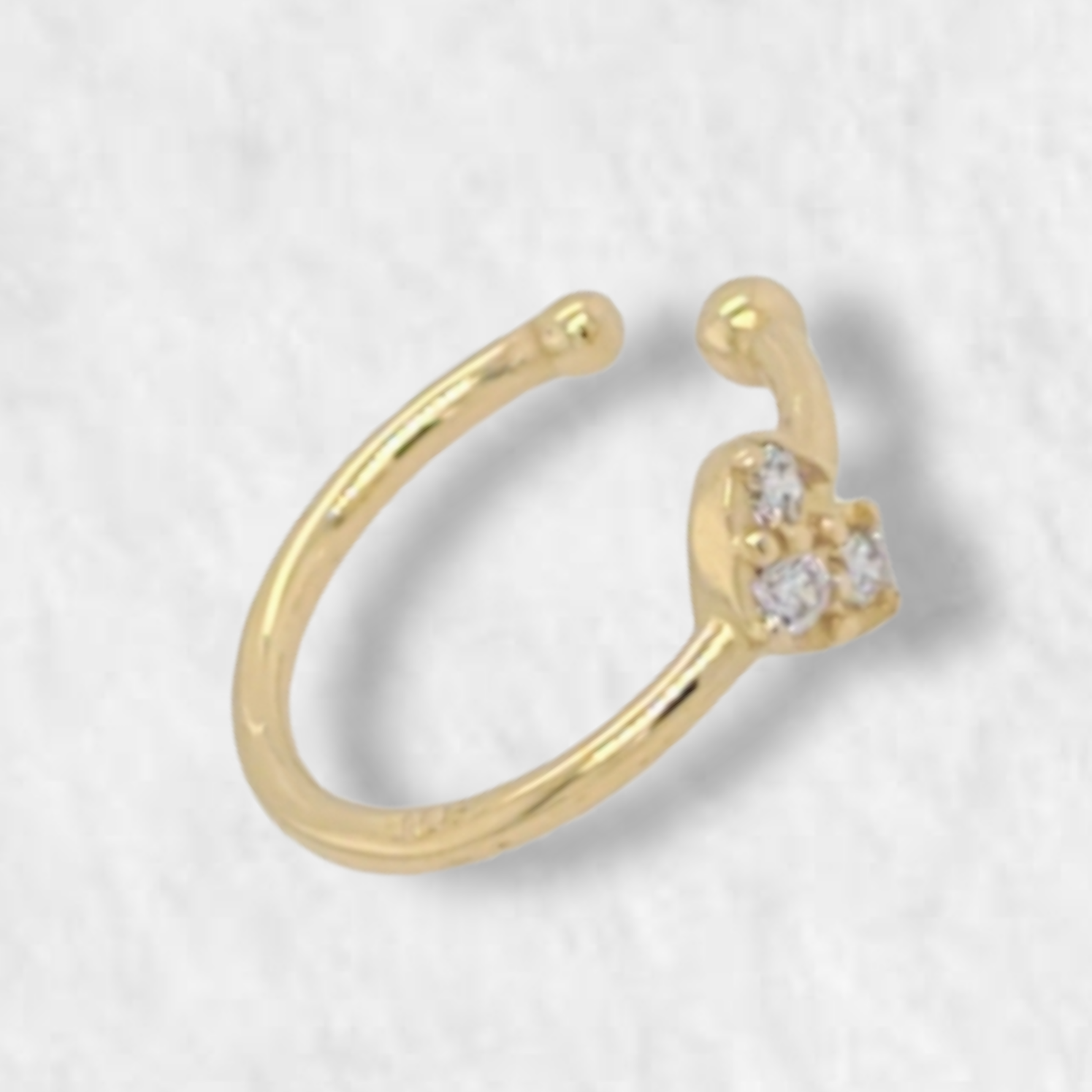 Cuff with Heart Zircones Pave - 18Kts Yellow Gold