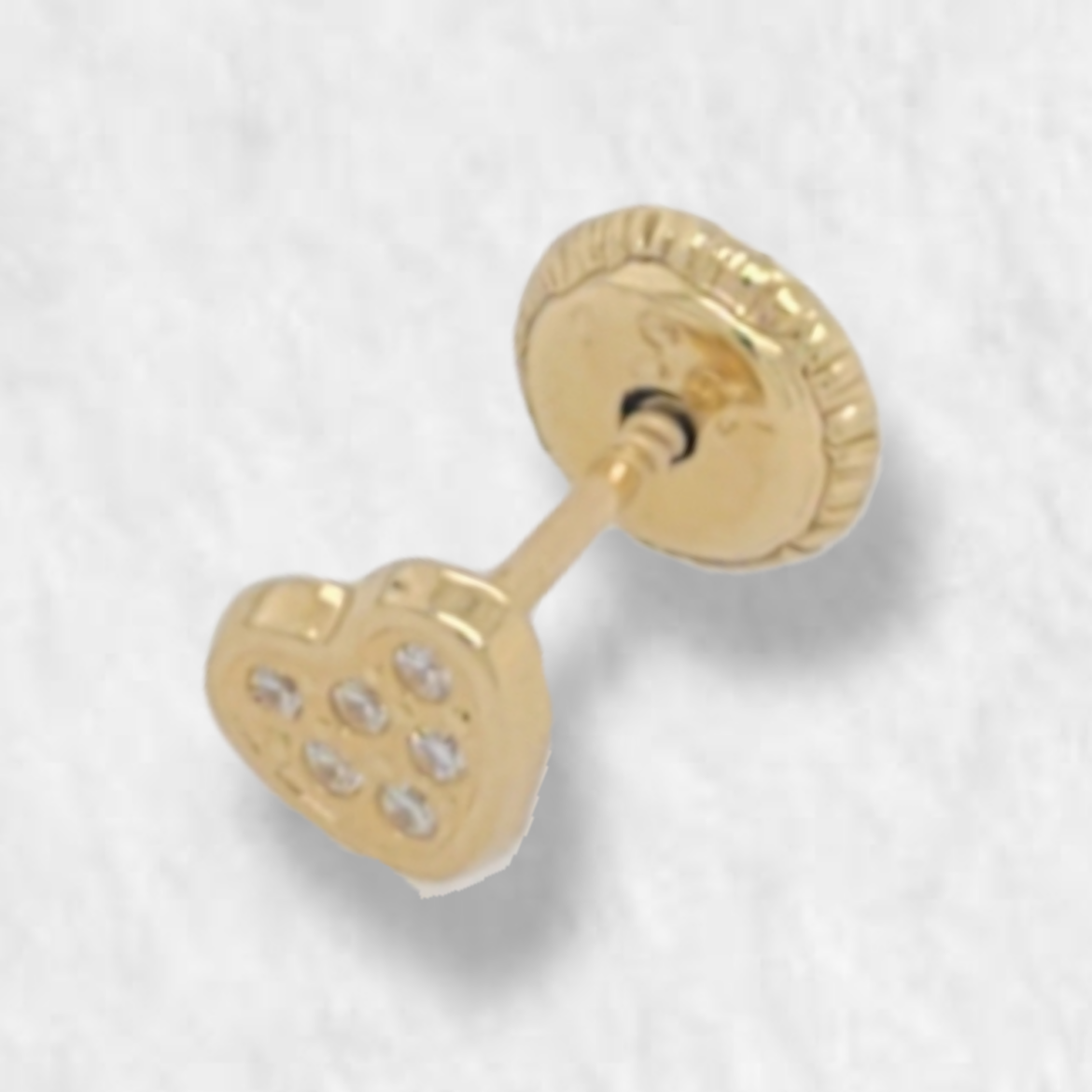 Single Heart with Pave Zircons (Screwback/Openers) - 18K Yellow Gold