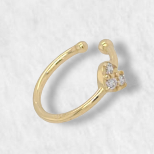 Cuff with Heart Zircones Pave - 18Kts Yellow Gold 