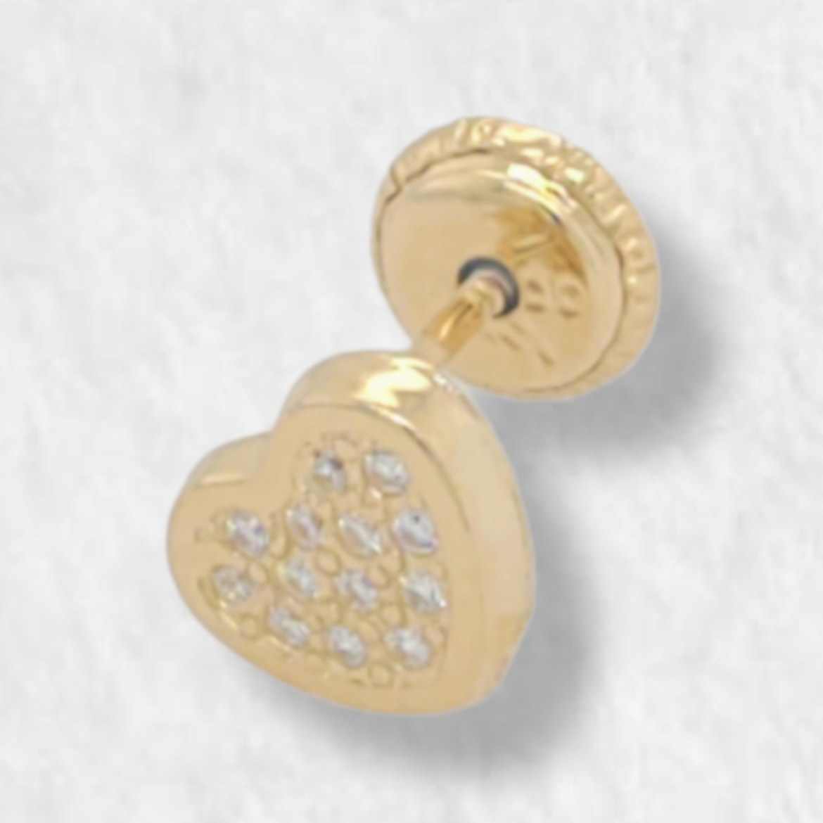 Single Heart with Pave Zircons - 18K Yellow Gold