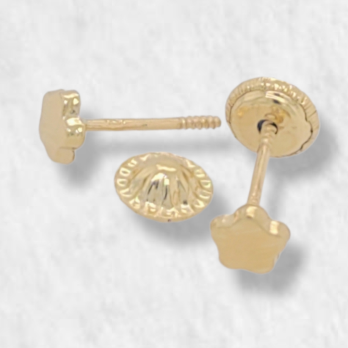 Small Flower Earrings (Screwback/Openers) - 18K Yellow Gold