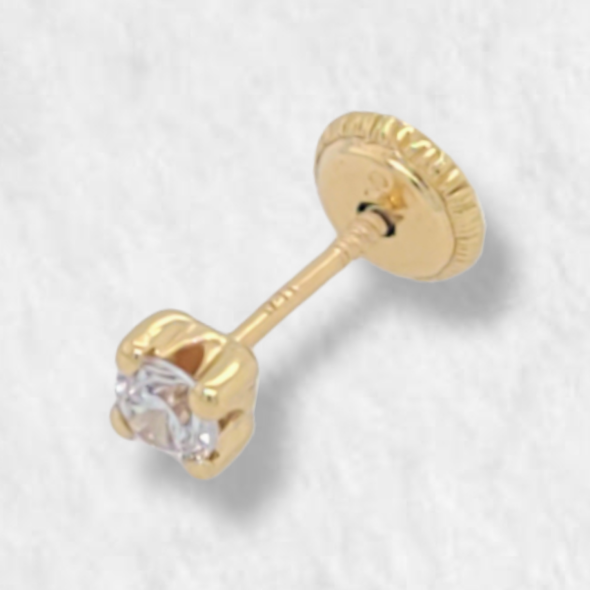 Zircon Unit with Square Base (Screwback/Openers) - 18K Yellow Gold